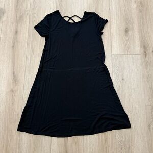 Mossimo Black T-shirt Dress Criss Cross Back